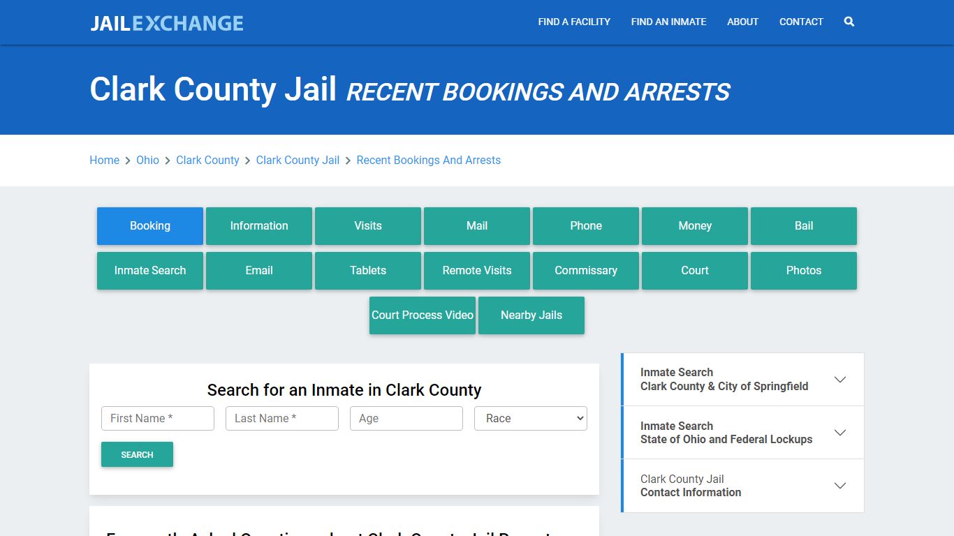 Clark County Jail OH Recent Arrests and Bookings - Jail Exchange