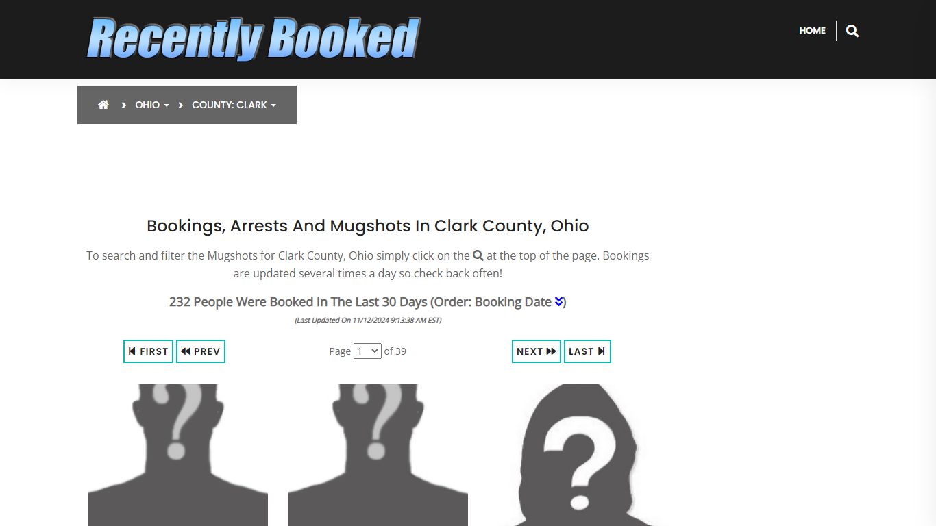 Bookings, Arrests and Mugshots in Clark County, Ohio - Recently Booked