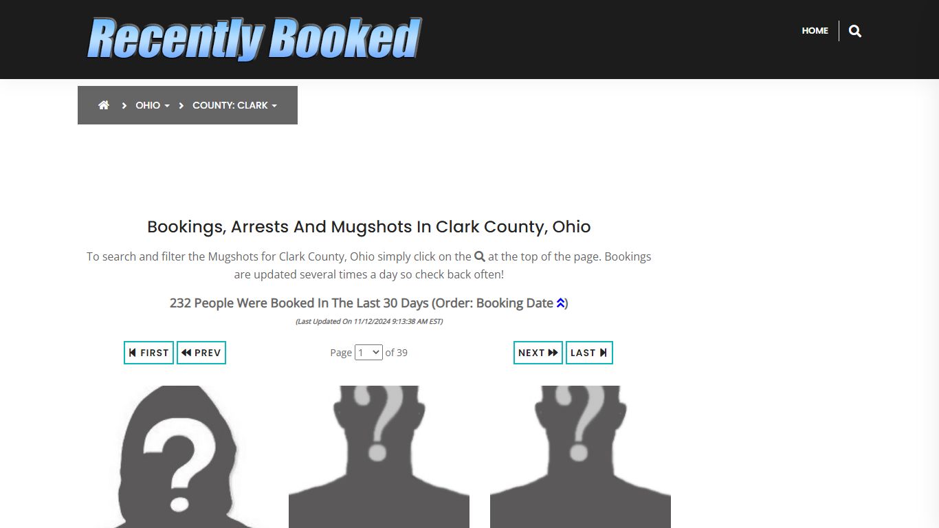 Bookings, Arrests and Mugshots in Clark County, Ohio - Recently Booked